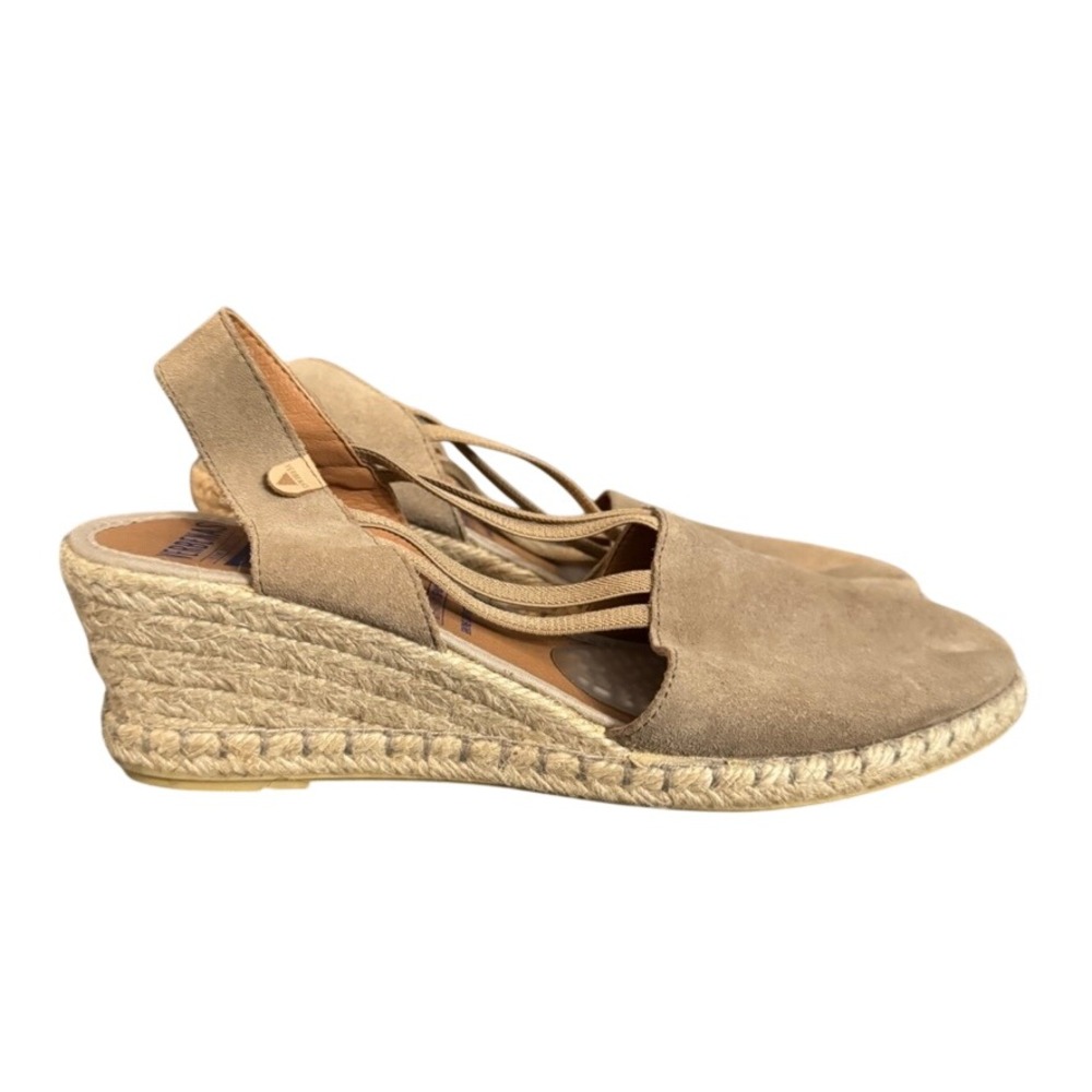 Verbenas Gaudi Suede Espadrille Wedge Sandals Taupe Tan Made in Spain Womens 40